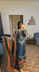 LUXURY CHIFFON UNSTITCHED 3PCS