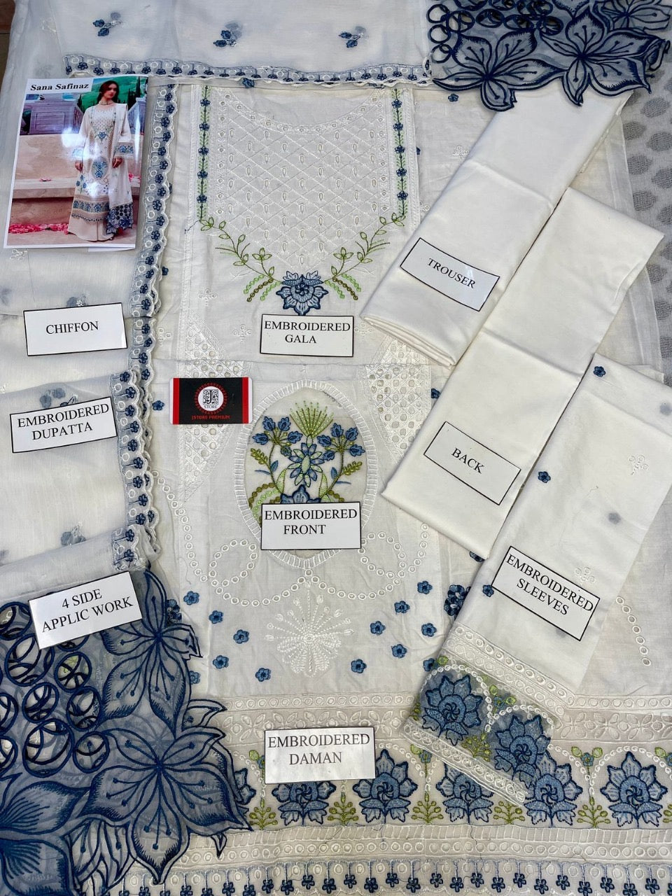 LUXURY CHICKENKARI UNSTITCHED 3PCS