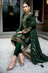 Gul Ahmed 3 Pcs Velvet Embroidered Suit with Embroidered Net Dupatta Velvet Women Dress