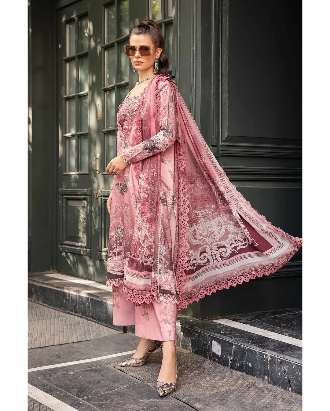 3 Pcs Printed and Embroidered Unstitched Lawn Collection Ladies Suit