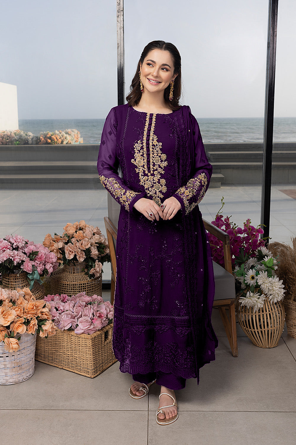 LUXURY CHIFFON UNSTITCHED 3PCS