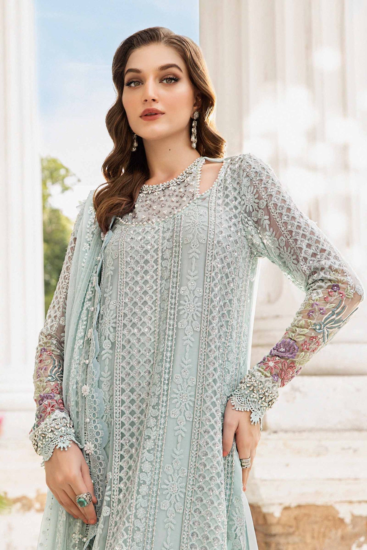 3 Pcs Unstitched Embroidered Chiffon Suit Formal Collection Ladies Dress