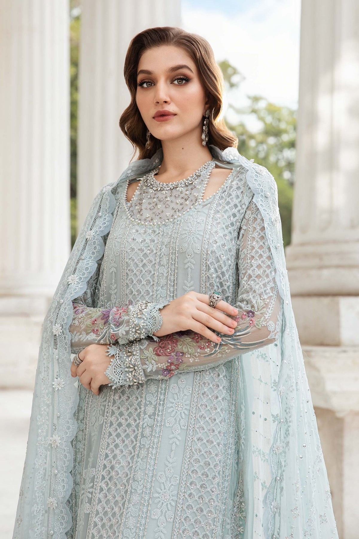 3 Pcs Unstitched Embroidered Chiffon Suit Formal Collection Ladies Dress