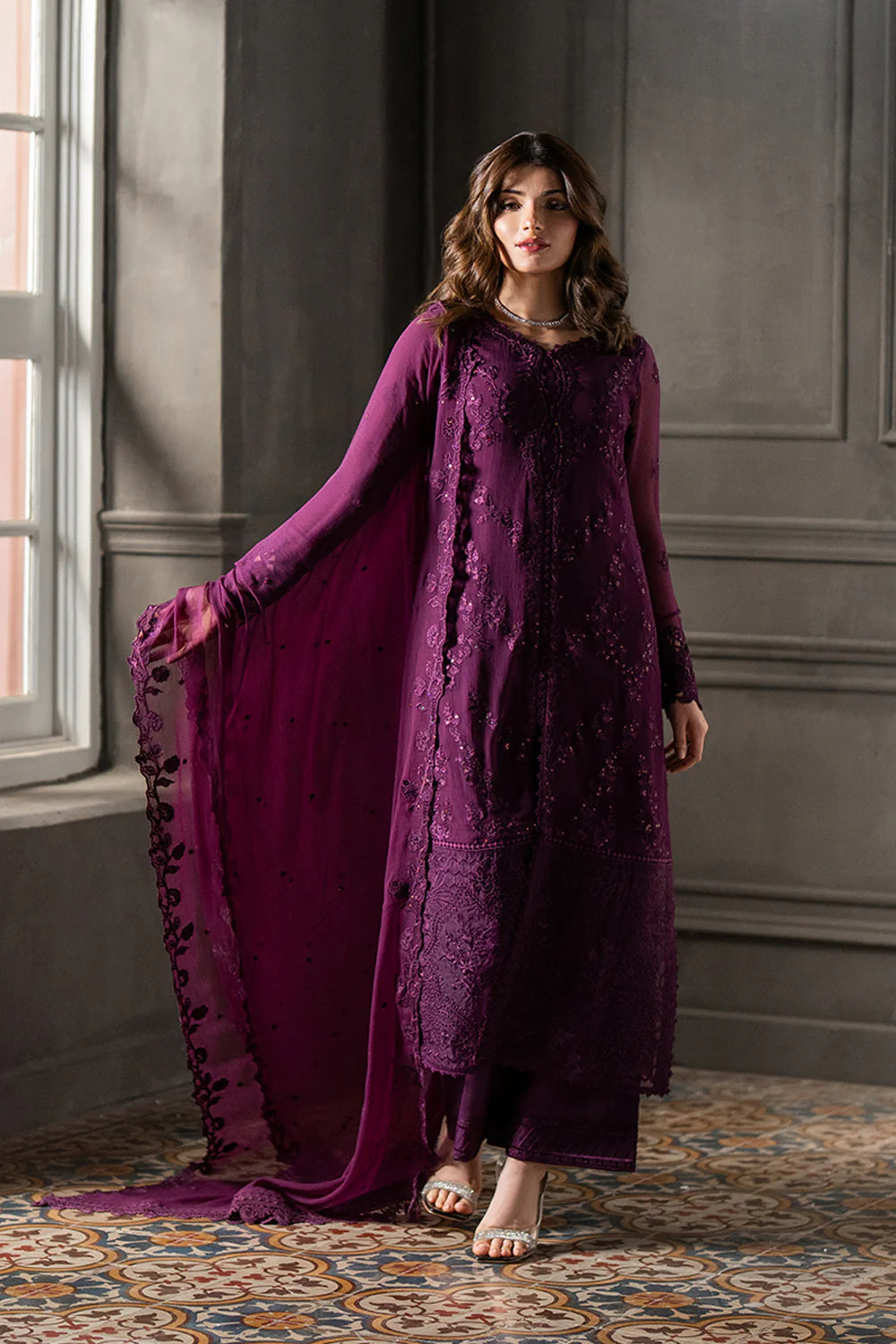 LUXURY CHIFFON UNSTITCHED 3PCS