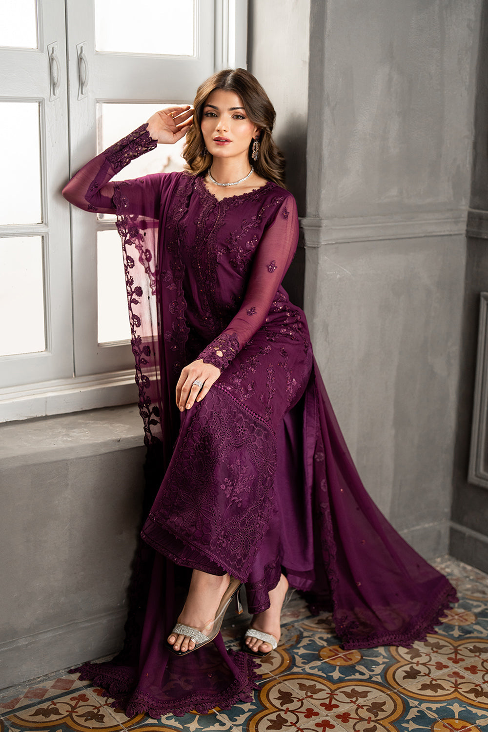 LUXURY CHIFFON UNSTITCHED 3PCS