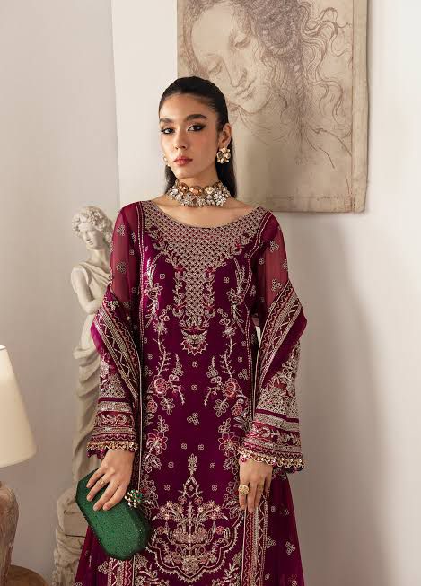 Gulaal Zareena Embroidered Chiffon Suits Unstitched 4 Piece Ladies Dress Wedding Dress Collection