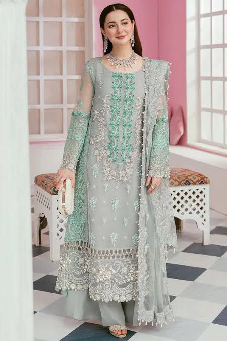 Elaf Pure Chiffon Fully Embroidered Dress 3 Pieces Unstitched Suits Ladies Dress