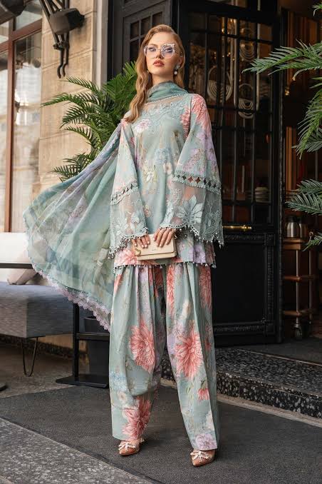 Maria B 3Pcs Embroidered Unstitched Lawn Dress  Collection Laides Suit