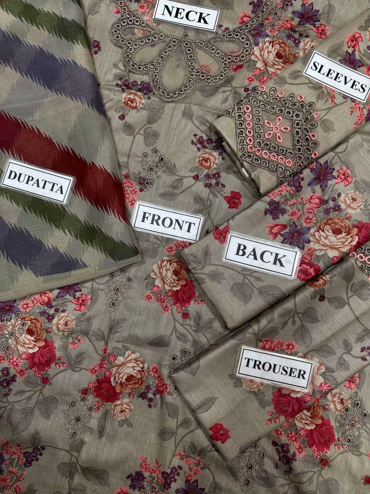 LUXURY CHICKENKARI UNSTITCHED 3PCS