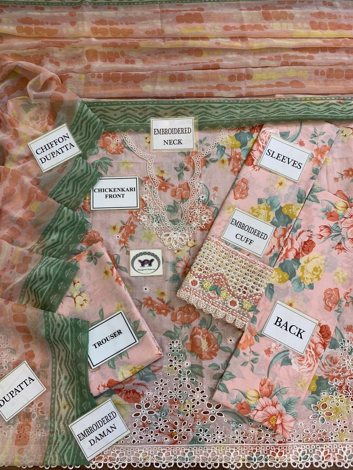 LUXURY CHICKENKARI UNSTITCHED 3PCS