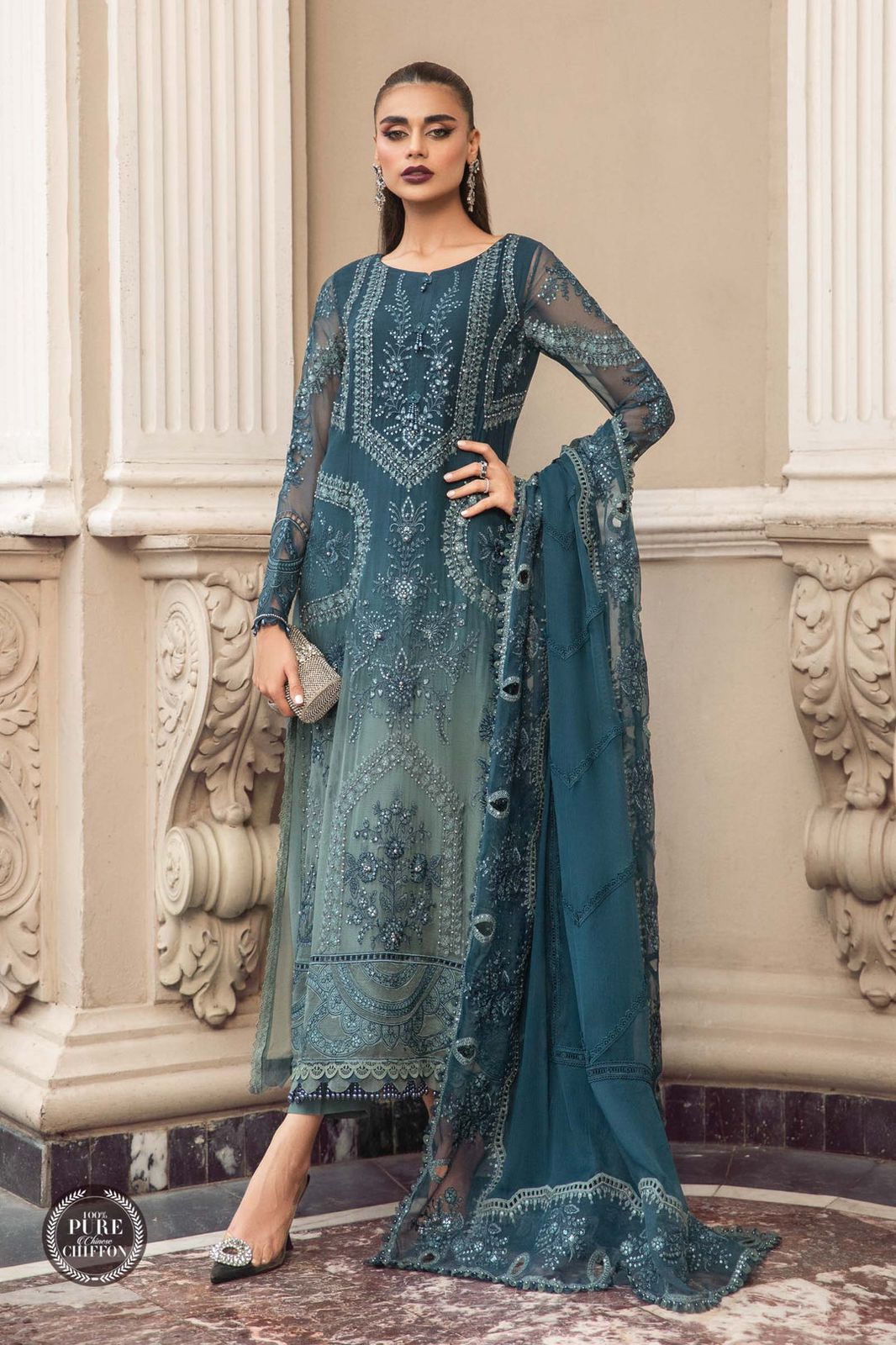 LUXURY CHIFFON UNSTITCHED 3PCS