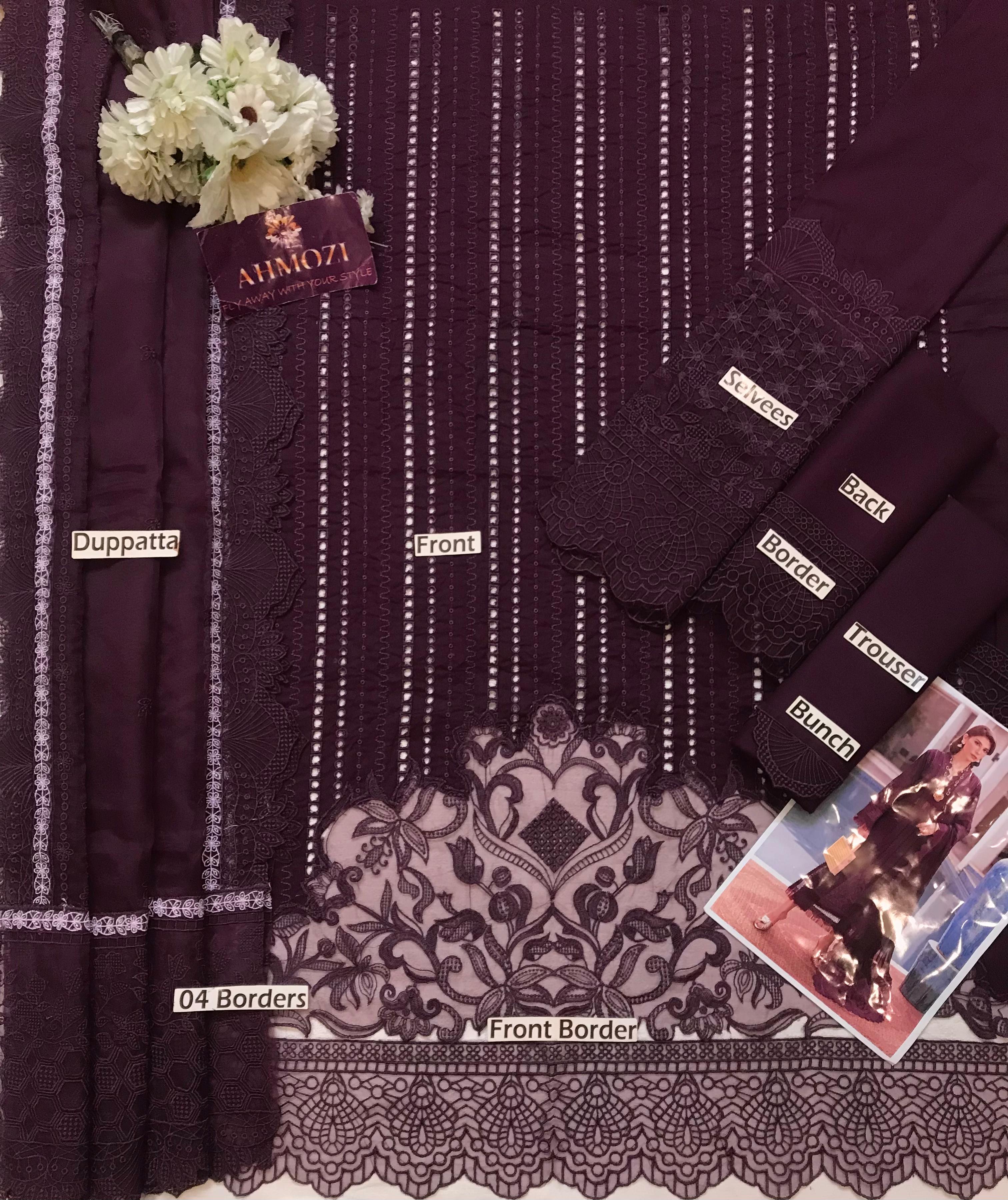 LUXURY CHICKENKARI UNSTITCHED 3PCS