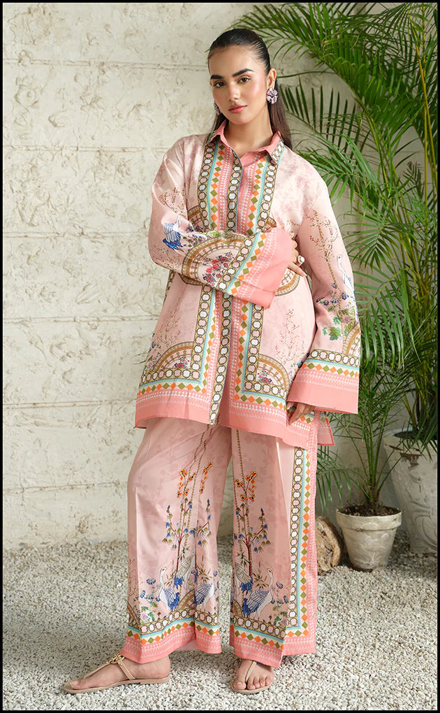 Unstitched Digital Printed Swiss Lawn 3pc Set Tea Pink Elegance Collection Ladies Party Wear Suit