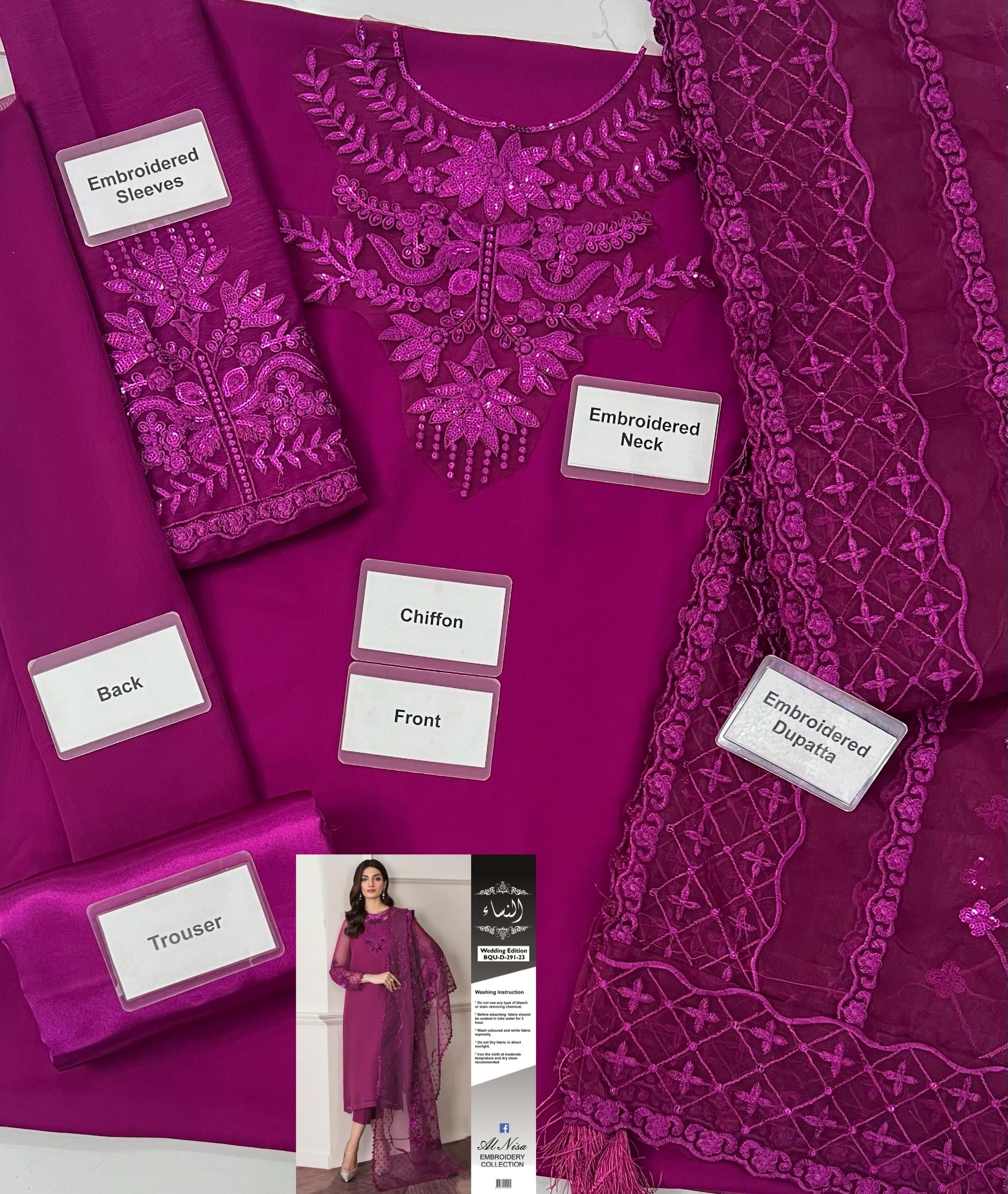 LUXURY CHIFFON UNSTITCHED 3PCS