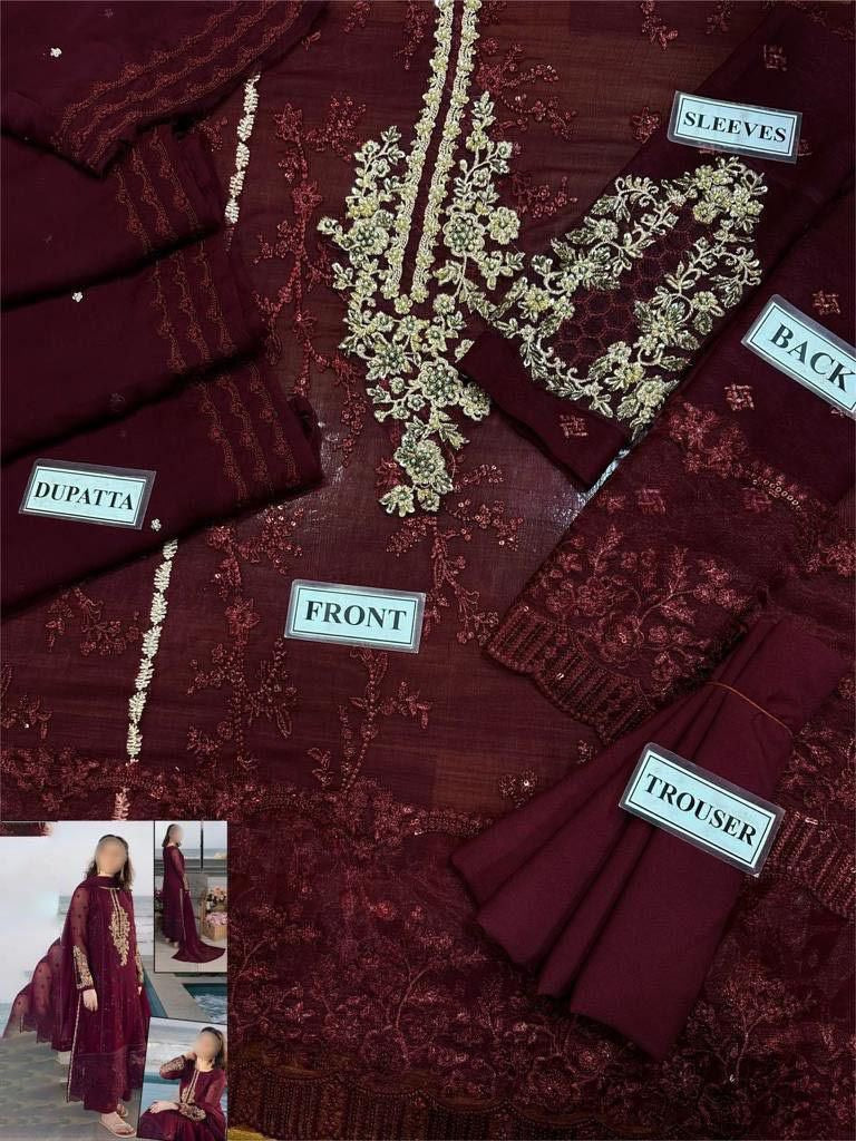 LUXURY CHIFFON UNSTITCHED 3PCS